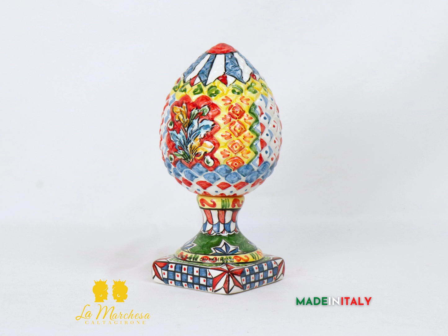 Pigna Siciliana in Ceramica di Caltagirone carretto quadri - varie misure