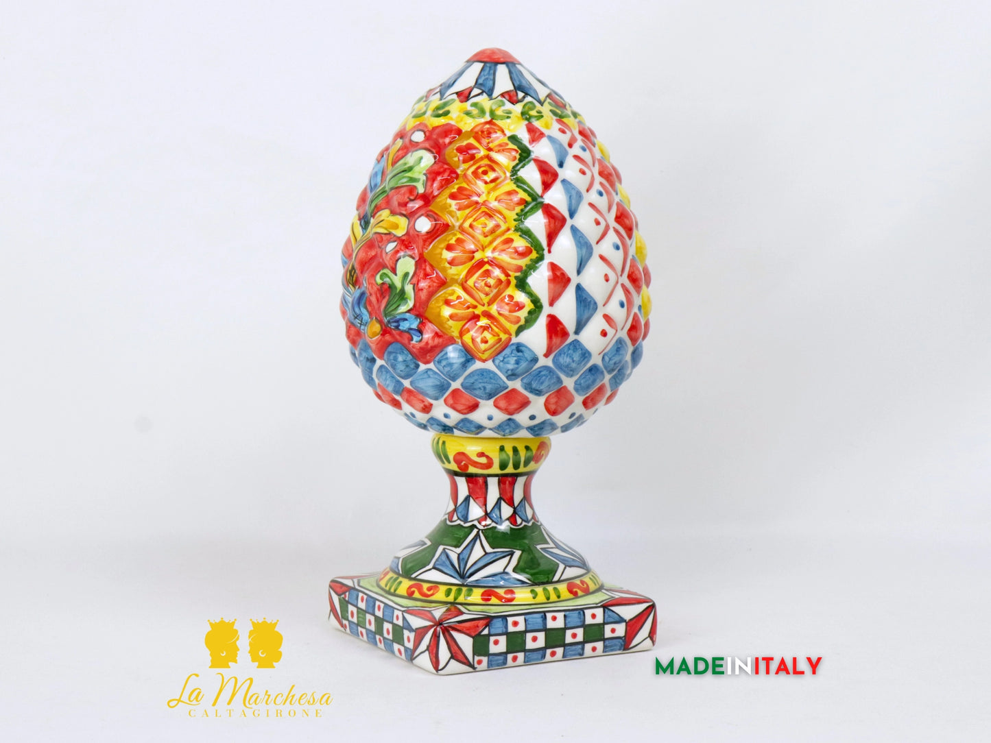 Pigna Siciliana in Ceramica di Caltagirone carretto quadri - varie misure