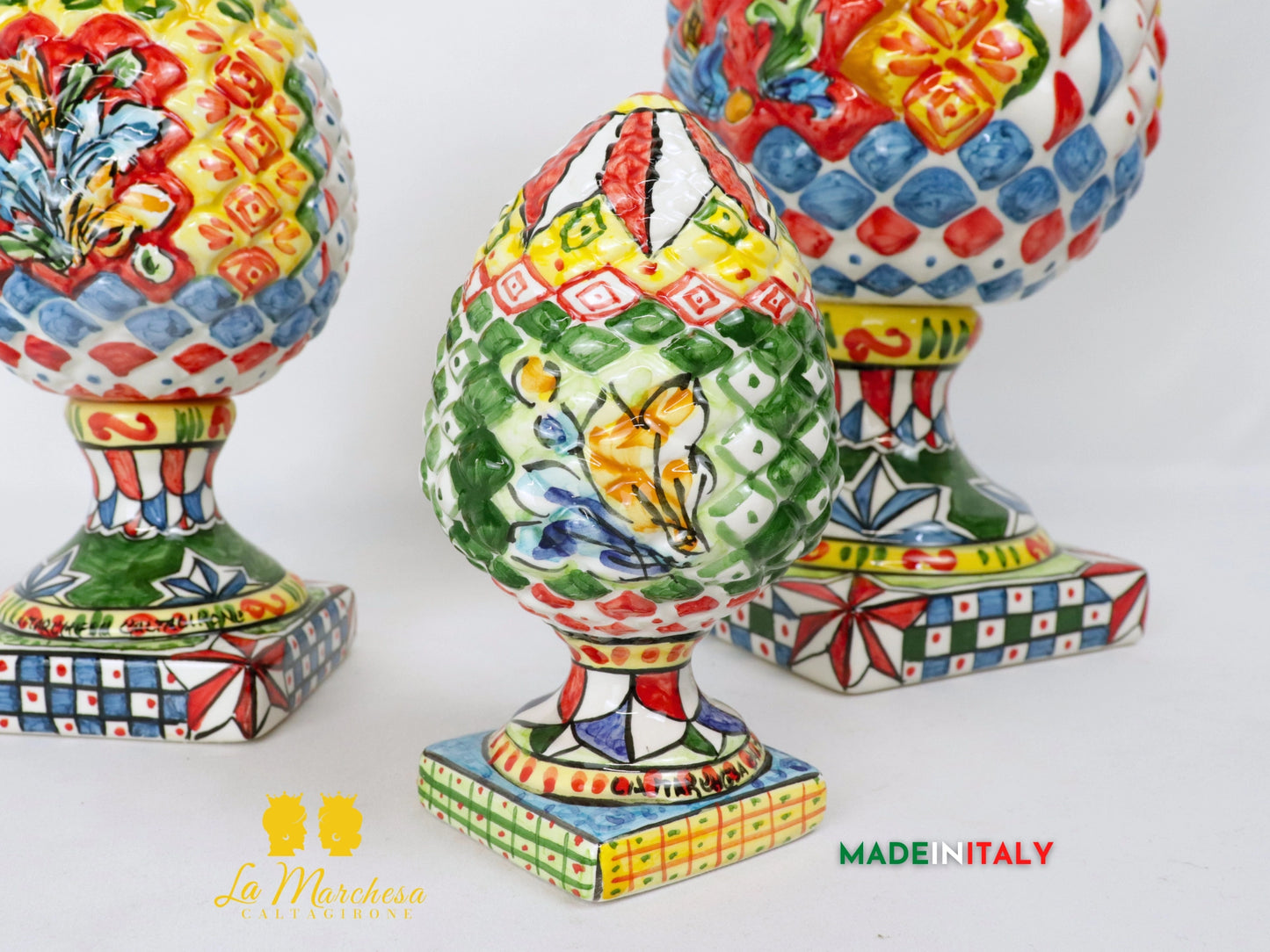 Pigna Siciliana in Ceramica di Caltagirone carretto quadri - varie misure