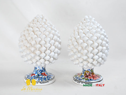 Pigna Bianco in Ceramica di Caltagirone 31cm - Vari Decori