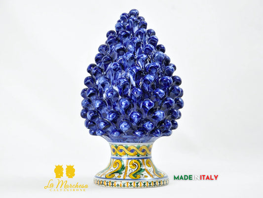 Pigna Siciliana Artigianale Blu Cobalto in Ceramica di Caltagirone 26 cm