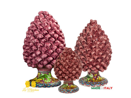 Pigna Siciliana Ceramica di Caltagirone Bordeaux Ornato - Varie Misure