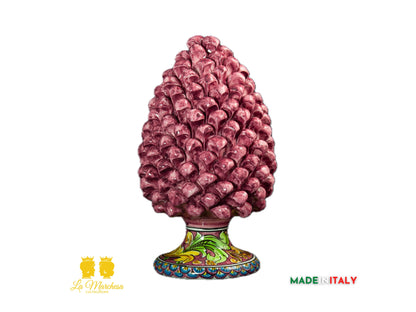 Pigna Siciliana Ceramica di Caltagirone Bordeaux Ornato - Varie Misure