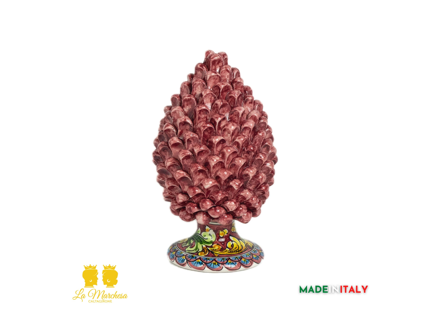 Pigna Siciliana Ceramica di Caltagirone Bordeaux Ornato - Varie Misure