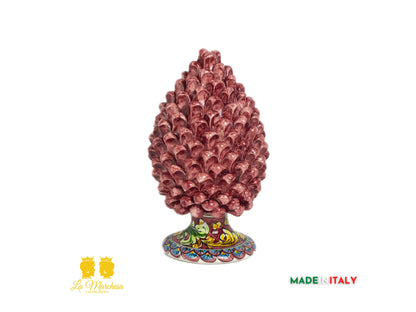 Pigna Siciliana Ceramica di Caltagirone Bordeaux Ornato - Varie Misure