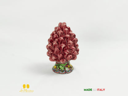 Pigna Siciliana Ceramica di Caltagirone Bordeaux ornato 15cm