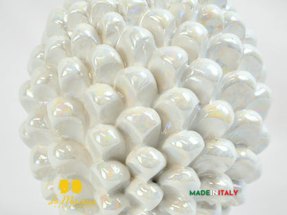 Pigna Siciliana Bianca Madreperla in Ceramica di Caltagirone 21cm