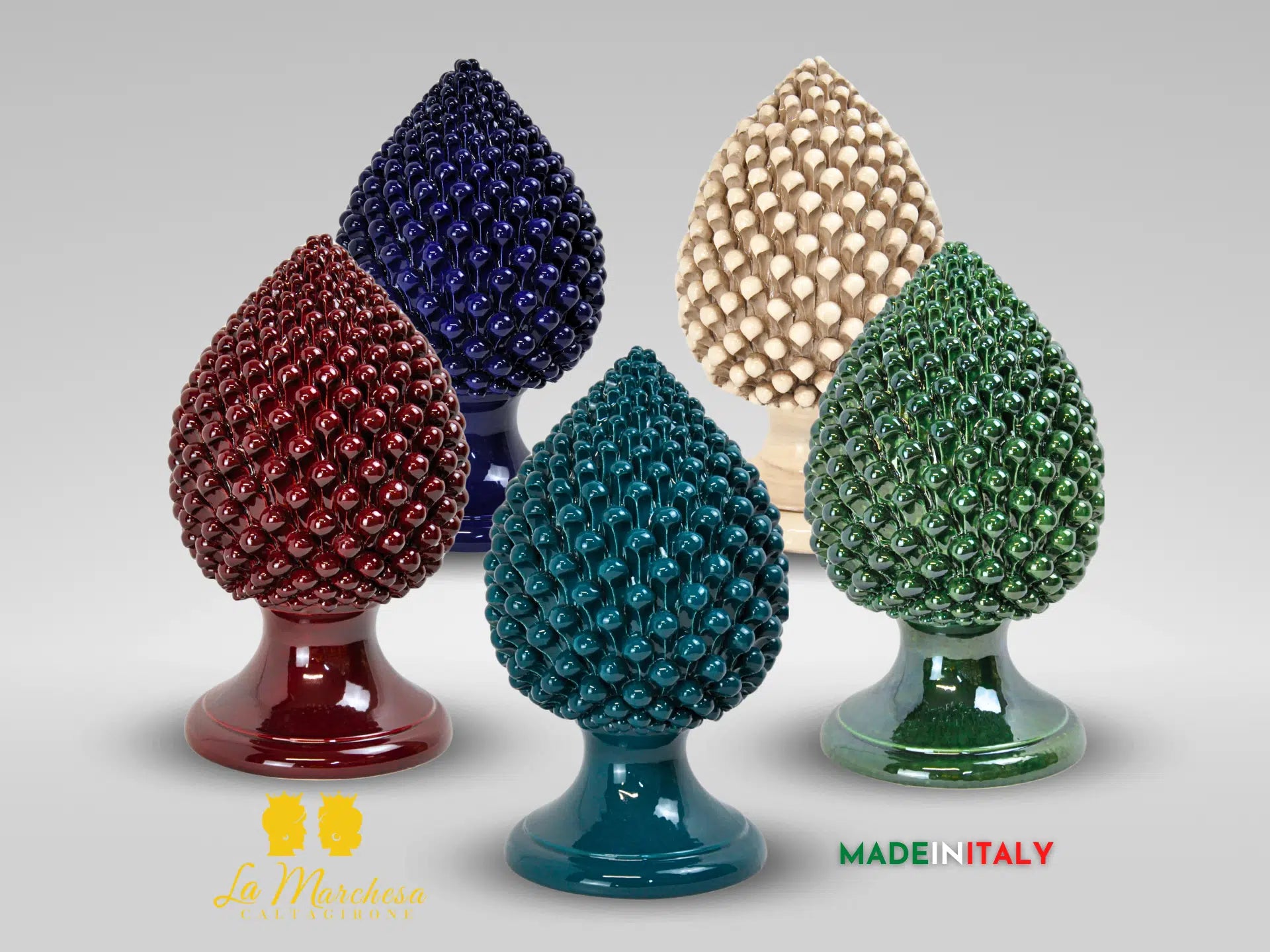 Pigna Siciliana in Ceramica di Caltagirone Artigianale Monocolore 41cm - Vari colori