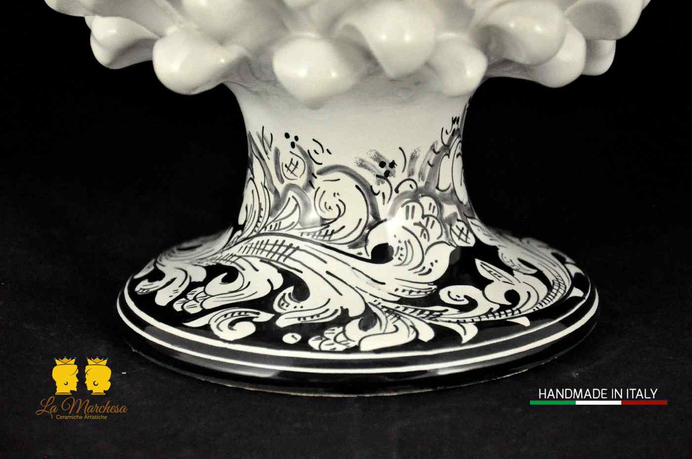 Pigna Siciliana in Ceramica di Caltagirone Bianco Ornato - Varie Misure