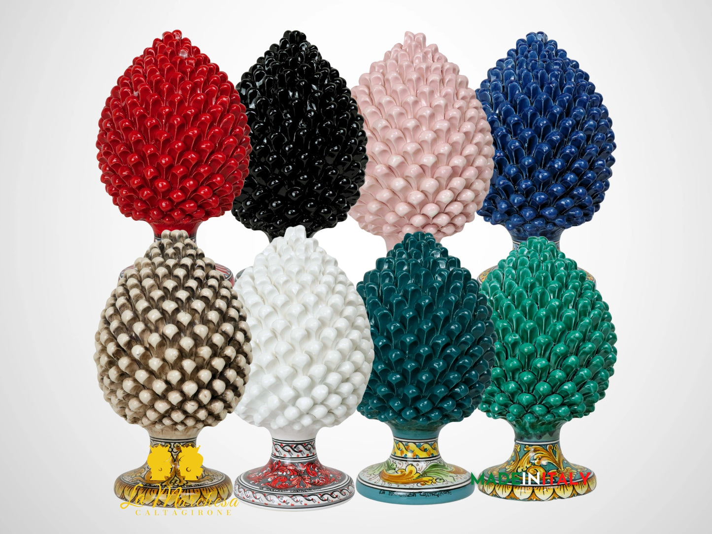 Pigna Siciliana in Ceramica di Caltagirone Decorata 41cm - Vari Colori