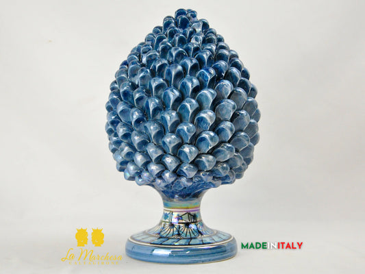 Pigna Siciliana in Ceramica di Caltagirone Madreperla blu 31cm
