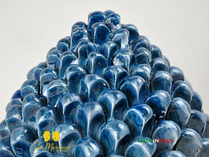 Pigna Siciliana in Ceramica di Caltagirone Madreperla blu 31cm