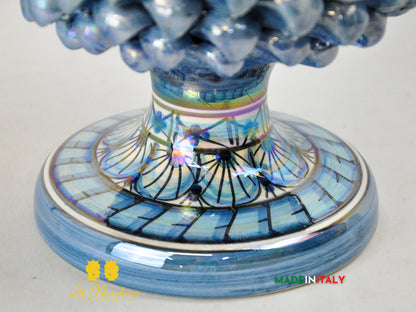 Pigna Siciliana in Ceramica di Caltagirone Madreperla blu 31cm