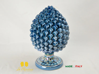 Pigna Siciliana in Ceramica di Caltagirone Madreperla blu 31cm