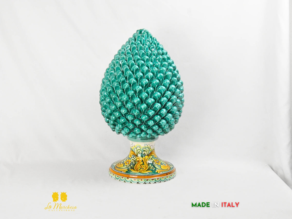 Pigna Siciliana in Ceramica di Caltagirone Ornato Barocco 52cm - Vari Colori