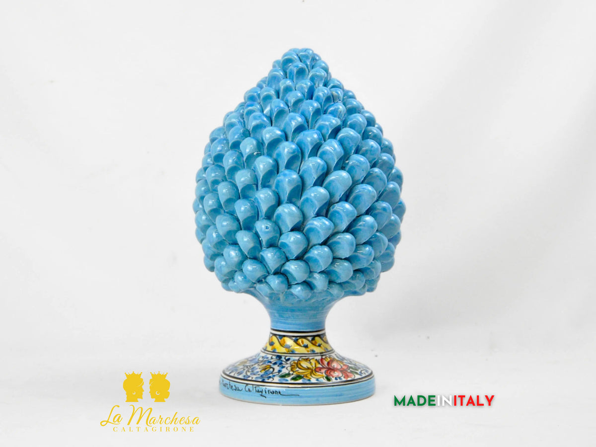 Pigna Siciliana in Ceramica di Caltagirone Turchese 31cm
