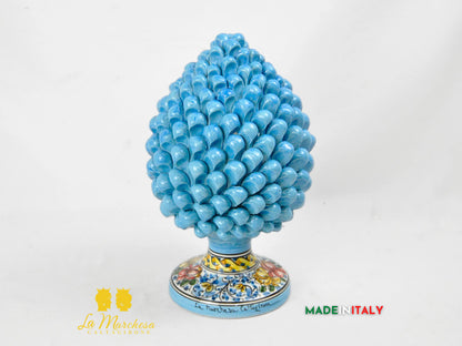 Pigna Siciliana in Ceramica di Caltagirone Turchese 31cm