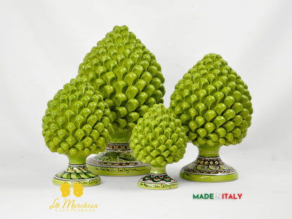 Pigna Siciliana in Ceramica di Caltagirone Verde Oliva - Varie Dimensioni