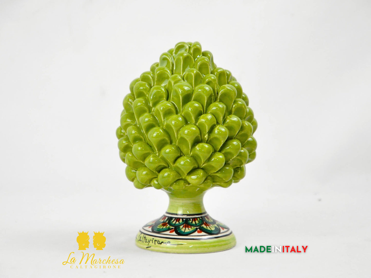 Pigna Siciliana in Ceramica di Caltagirone Verde Oliva - Varie Dimensioni