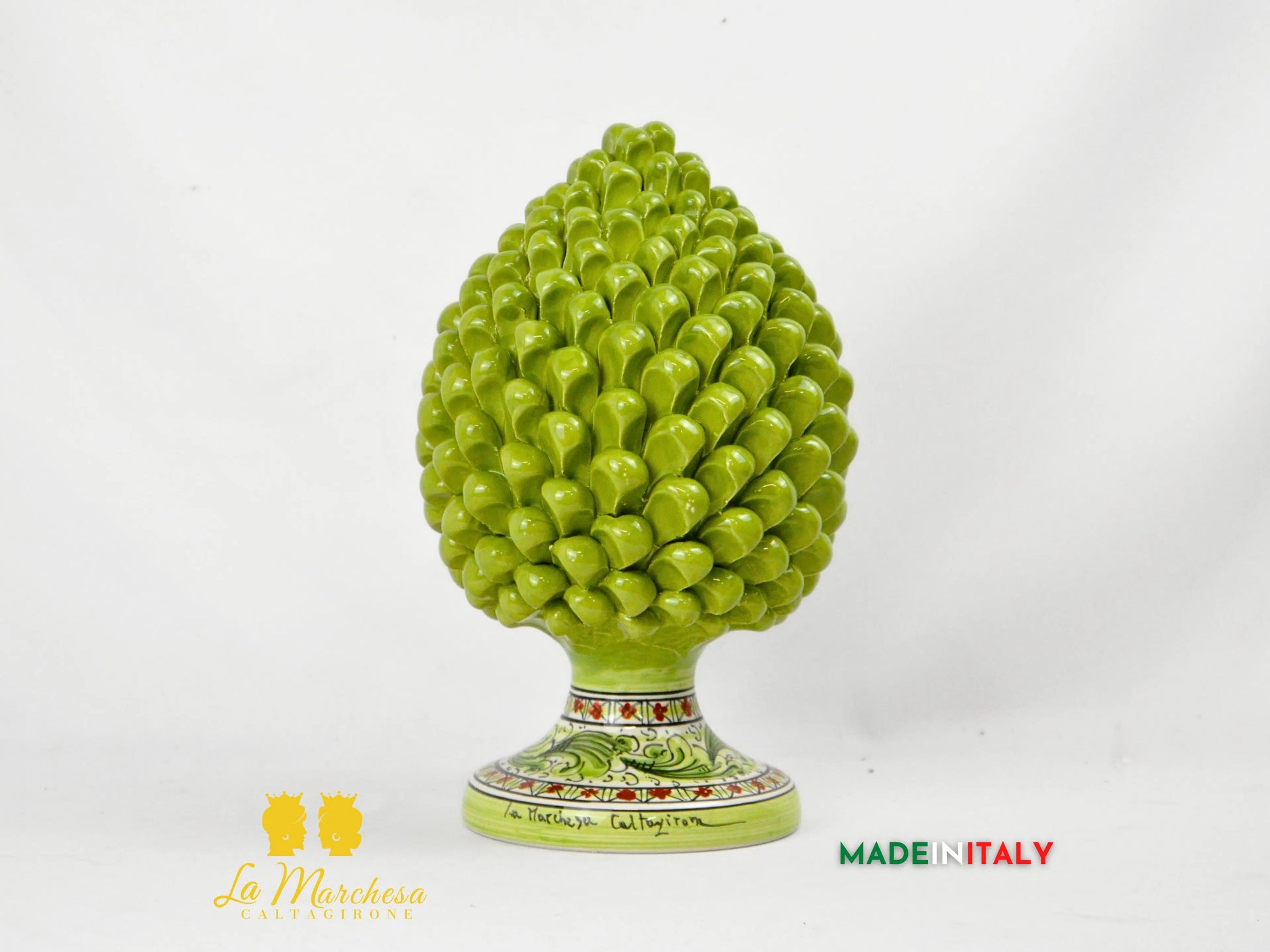 Pigna Siciliana in Ceramica di Caltagirone Verde Oliva - Varie Dimensioni