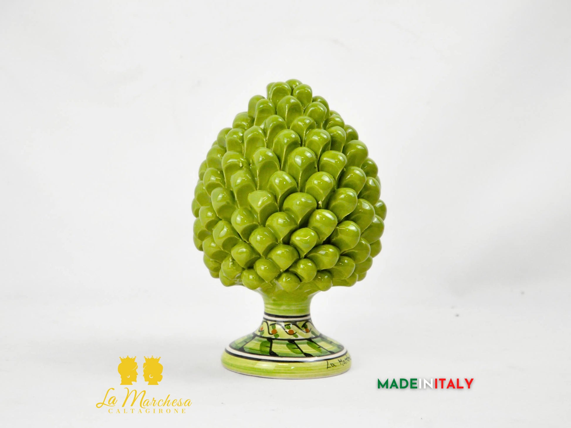Pigna Siciliana in Ceramica di Caltagirone Verde Oliva - Varie Dimensioni
