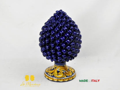 Pigna in Ceramica di Caltagirone Siciliana Blu Cobalto 31cm