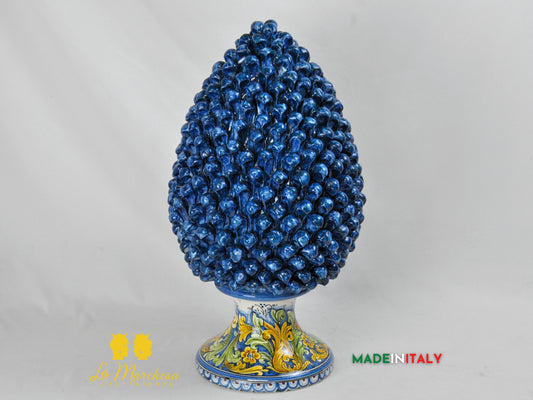 Pigna siciliana in Ceramica di Caltagirone Blu cobalto 52cm