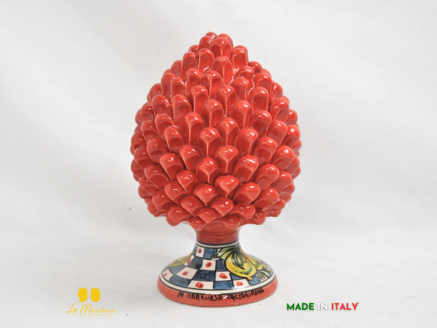 Pigna siciliana rossa in ceramica di Caltagirone cm26
