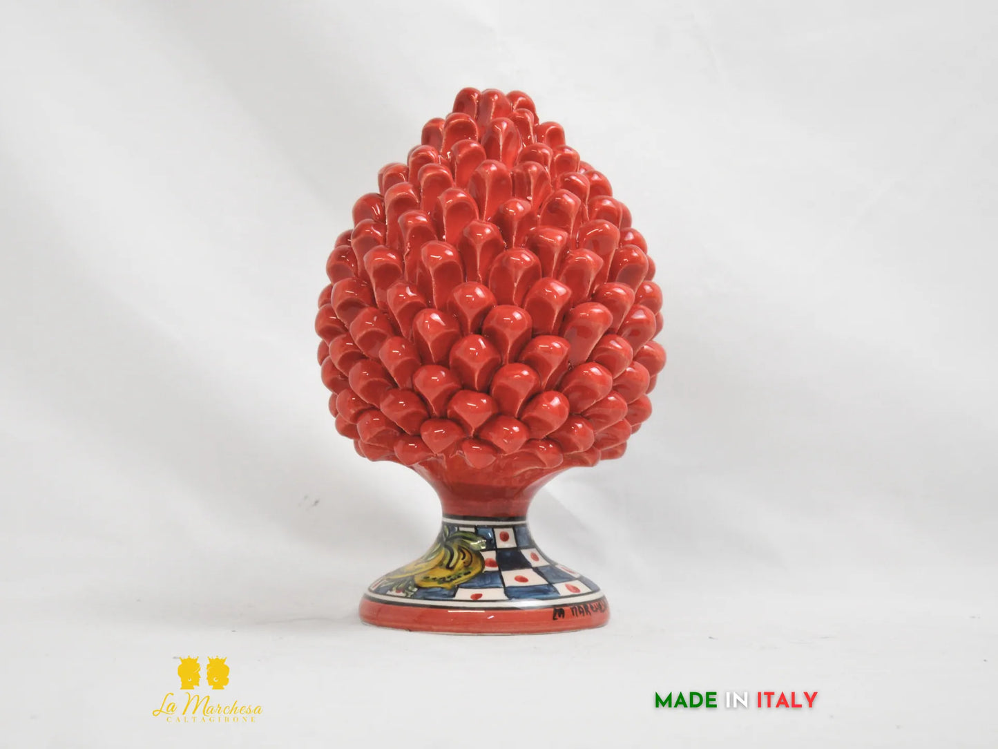 Pigna siciliana rossa in ceramica di Caltagirone cm26