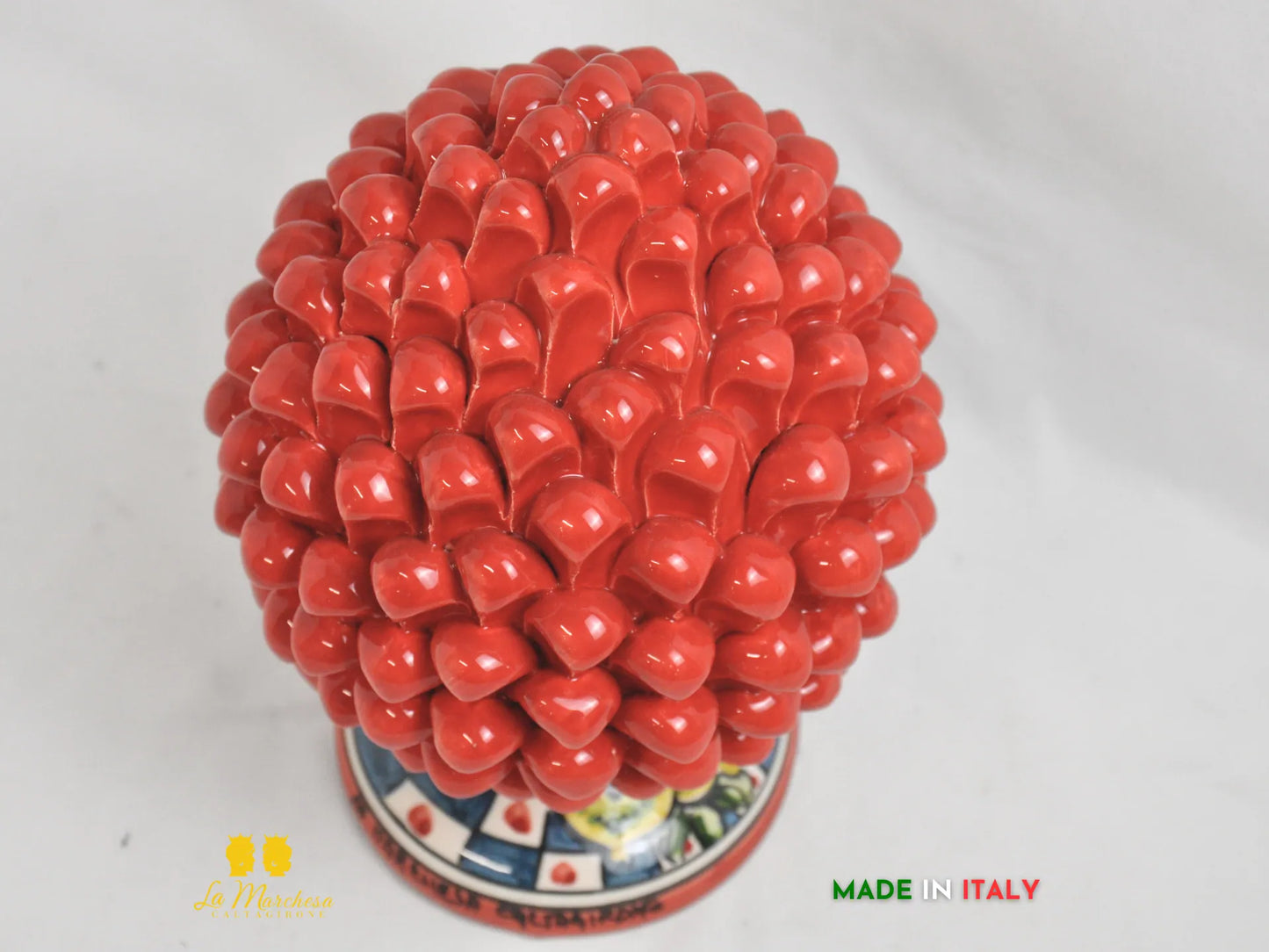 Pigna siciliana rossa in ceramica di Caltagirone cm26