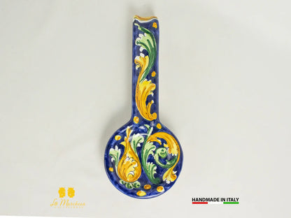 Poggiamestolo in Ceramica di Caltagirone 29cm blu cobalto - Vari Decori