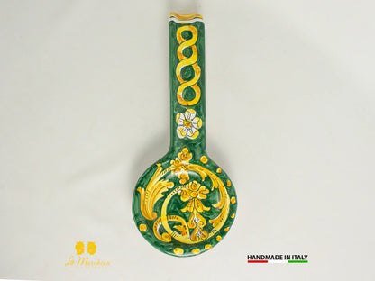 Poggiamestolo in Ceramica di Caltagirone 29cm blu cobalto - Vari Decori