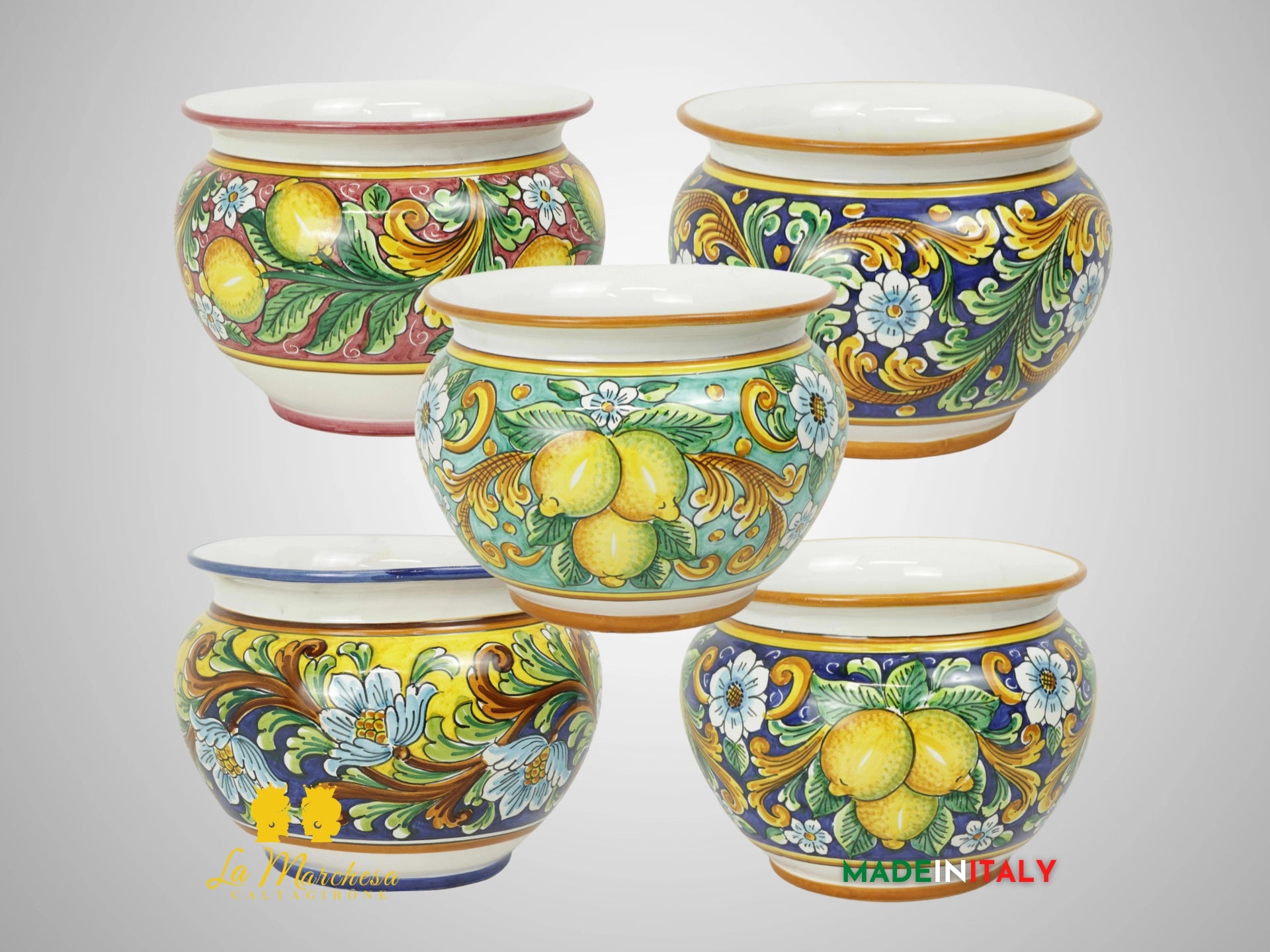 Porta Vaso Decorato in Ceramica di Caltagirone 25cm - Vari Decori