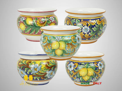 Porta Vaso Decorato in Ceramica di Caltagirone 25cm - Vari Decori
