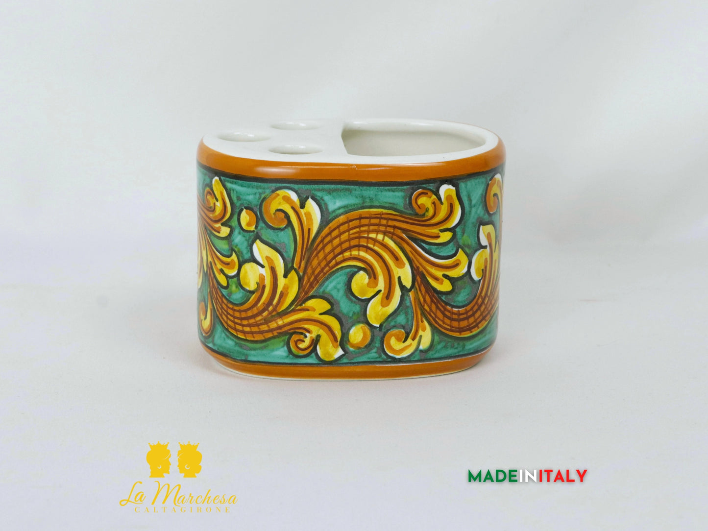 Porta spazzolini in Ceramica di Caltagirone