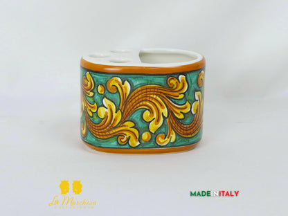 Porta spazzolini in Ceramica di Caltagirone