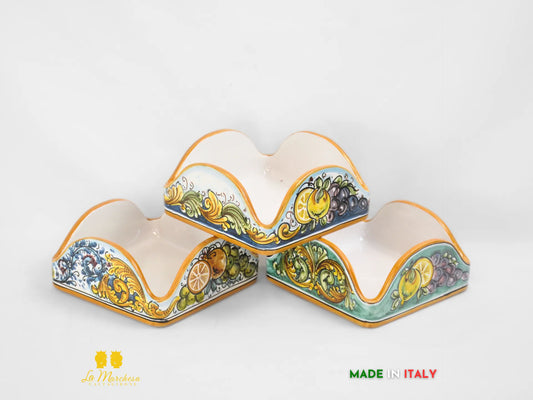 Porta Tovaglioli in Ceramica di Caltagirone frutta ornato vari colori