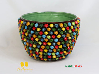 Porta Vaso Pigna Chicchi Arlecchino in Ceramica di Caltagirone 36cm