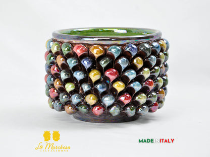 Porta Vaso Pigna Siciliana Madreperla in Ceramica di Caltagirone Ø19 - Vari Decori