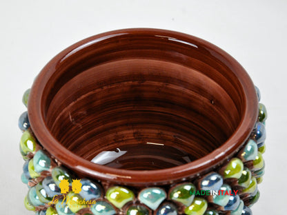 Porta Vaso Pigna Siciliana Madreperla in Ceramica di Caltagirone Ø19 - Vari Decori