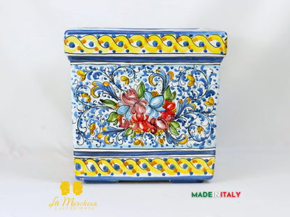 Porta Vaso Quadrato in Ceramica di Caltagirone 32cm - Vari Modelli