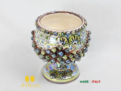 Porta Pianta Pigna Sagomato Madreperla in Ceramica di Caltagirone 19cm