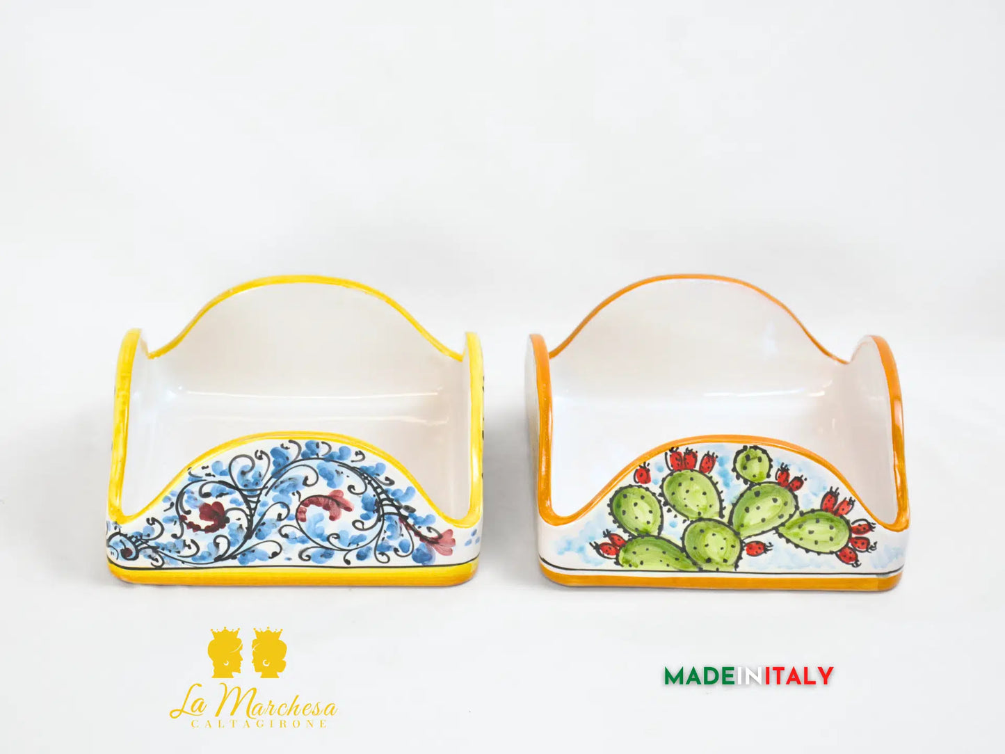 Porta Tovaglioli in Ceramica di Caltagirone sole retro