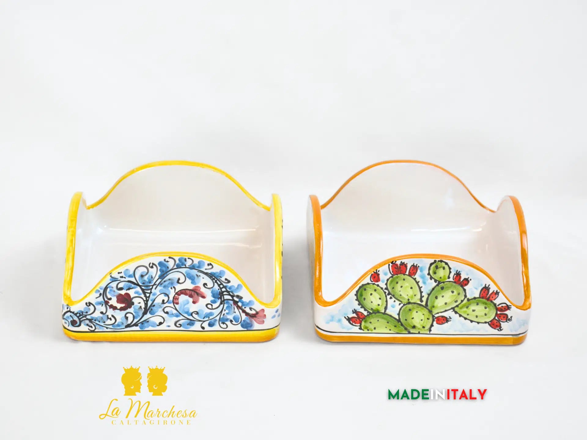 Porta Tovaglioli in Ceramica di Caltagirone sole retro