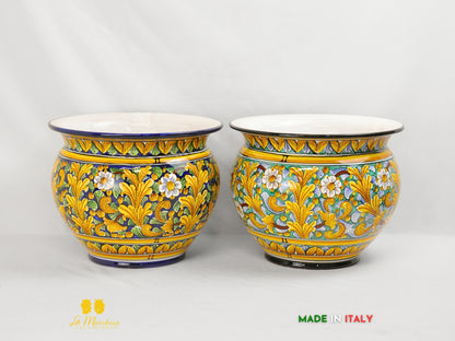 Porta vaso Lux in Ceramica di Caltagirone dettaglio ornato 30cm - Vari Colori