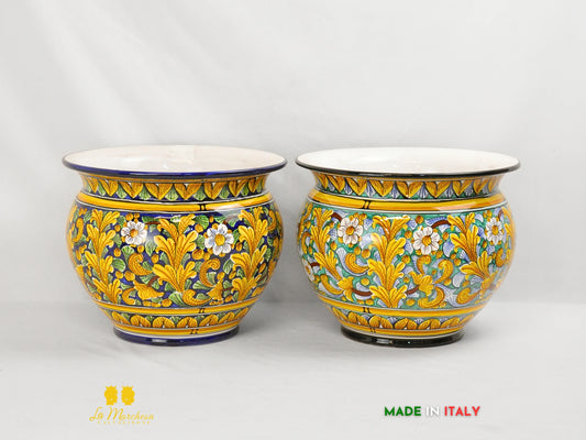 Porta vaso Lux in Ceramica di Caltagirone dettaglio ornato 30cm - Vari Colori
