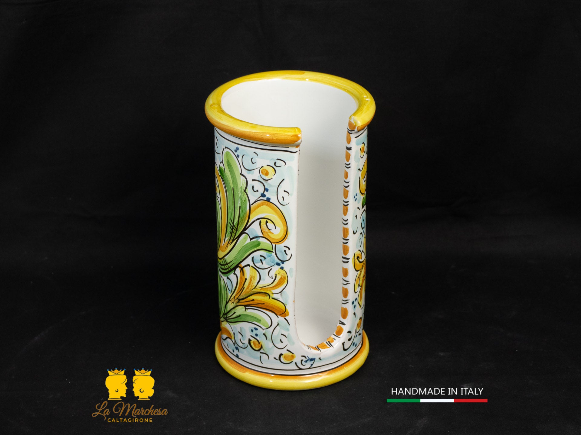 Porta bicchieri in Ceramica di Caltagirone ornato barocco