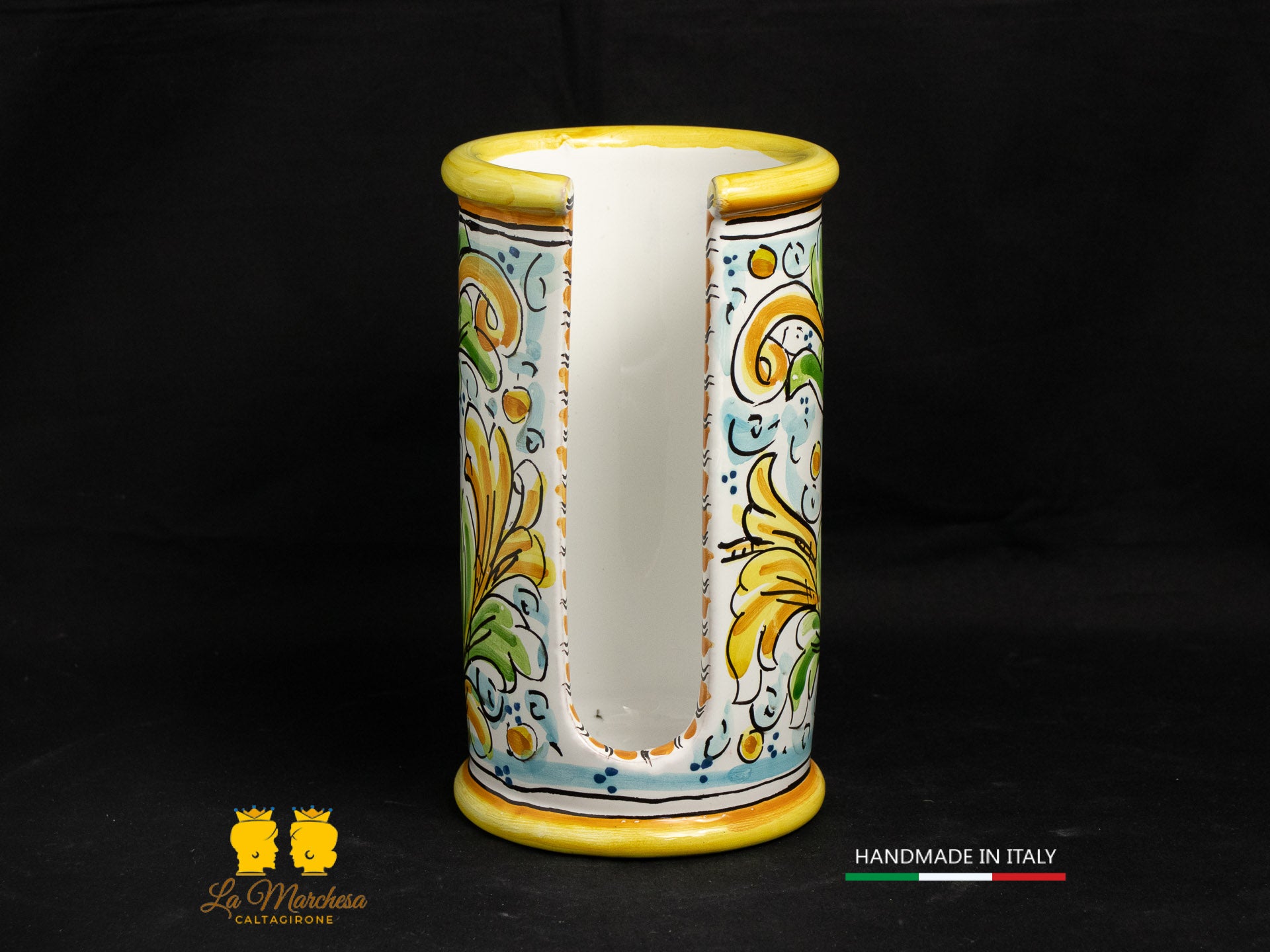 Porta bicchieri in Ceramica di Caltagirone ornato barocco
