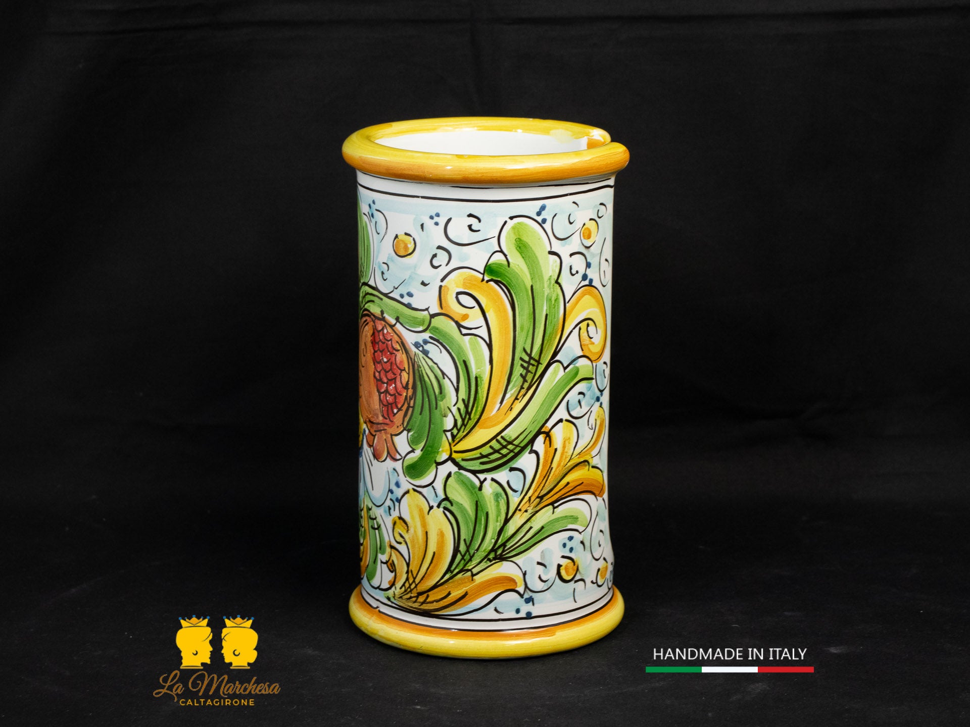 Porta bicchieri in Ceramica di Caltagirone ornato barocco