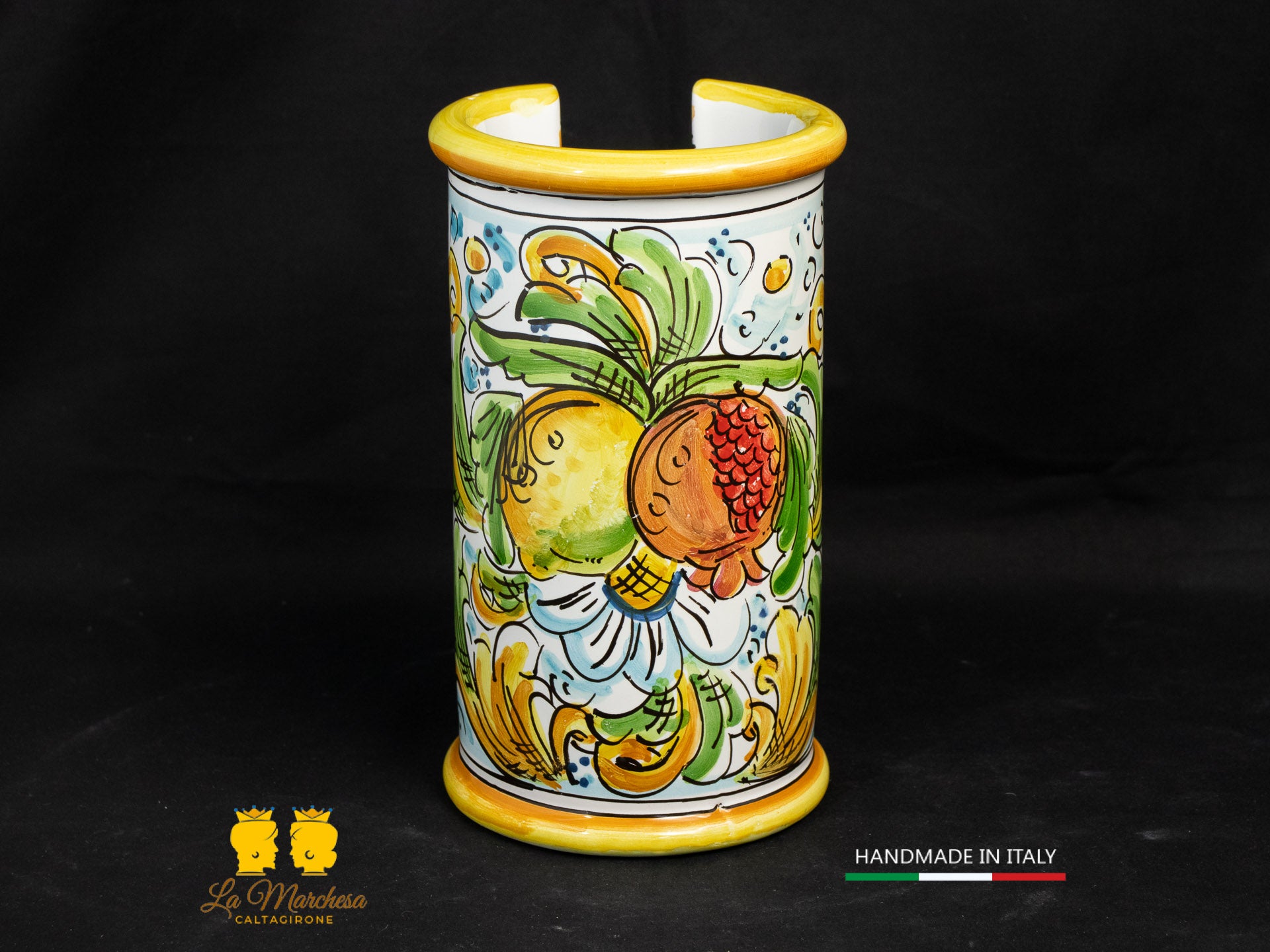 Porta bicchieri in Ceramica di Caltagirone ornato barocco